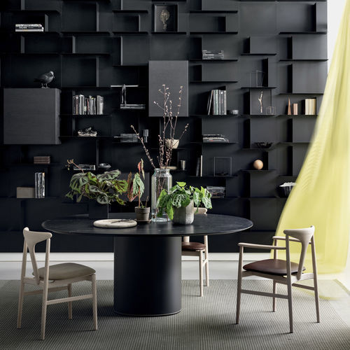 Table contemporaine - HOLO PILLAR - Kristalia - en chêne / en noyer / en marbre