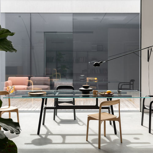 Table contemporaine - BOTTEGA - Kristalia - en bois / en verre / en Laminam