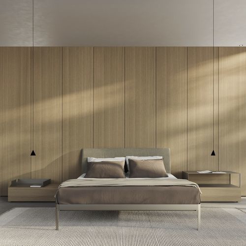 Lit double - ALUALU - Kristalia - simple / contemporain / avec tête de lit