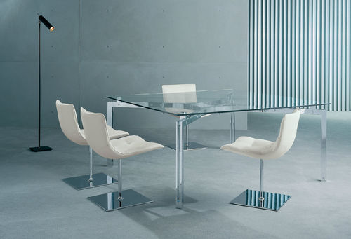 Chaise contemporaine - TURKANA - CasaDesùs - en cuir / piètement central / pivotante
