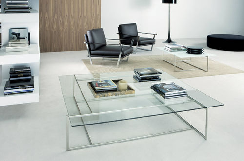 Table basse contemporaine - C - CasaDesùs - en verre / en acier inoxydable / carrée