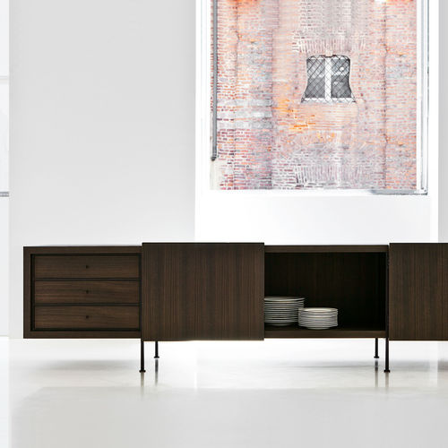 Buffet contemporain - TILLER  - Porro - en eucalyptus / en palissandre / en métal