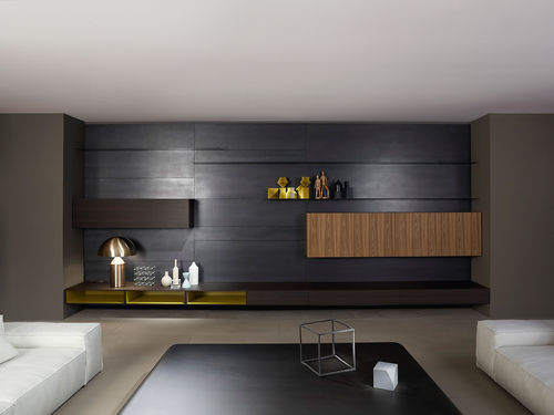 Ensemble TV mural contemporain - MODERN  - Porro - en bois / par Piero Lissoni