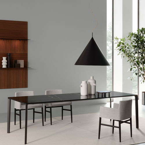 Table contemporaine - PASCAL - Porro - en bois / en grès cérame / en marbre