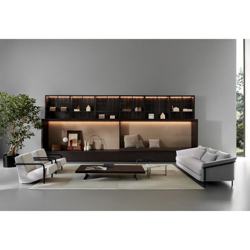 Ensemble TV mural contemporain - POLIFUNCTIONAL - Porro - en bois / en bois laqué / par Piero Lissoni