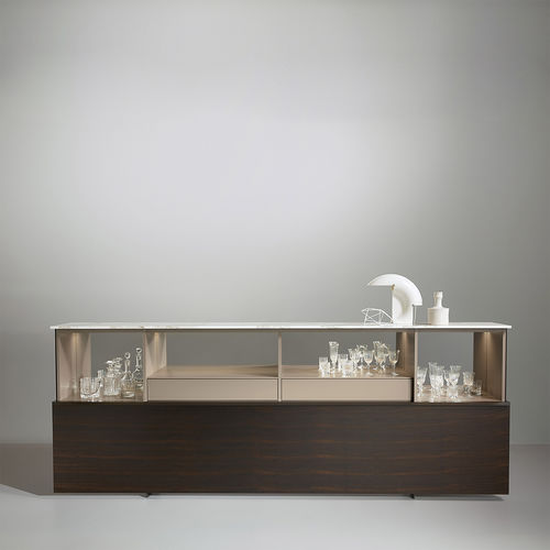 Buffet contemporain - GALLERY - Porro - en métal / avec étagère / noir