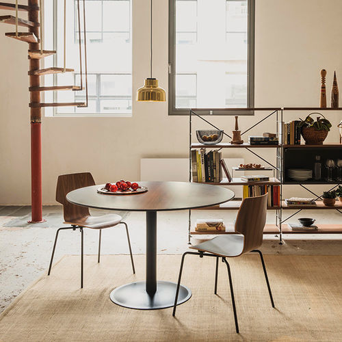 Table contemporaine - PEY - Mobles 114 editions - en HPL / avec piètement en métal / ronde