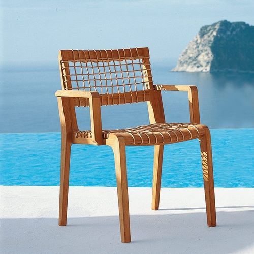 Chaise de jardin contemporaine - SYNTHESIS - Unopiù - d'extérieur / en fibres synthétiques / avec piètement en teck