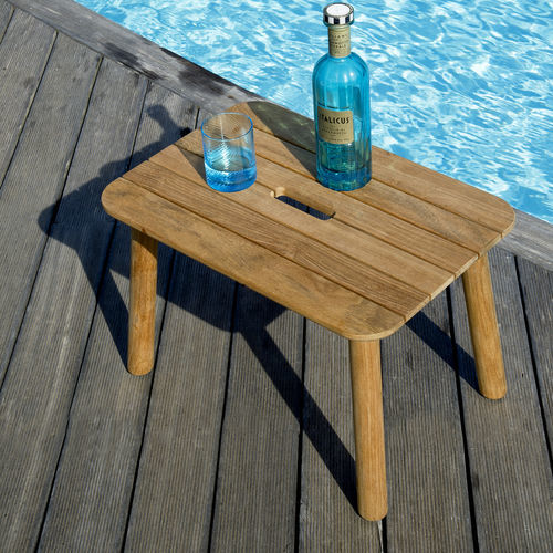 Table basse contemporaine - PEVERO - Unopiù - en teck / avec piètement en teck / rectangulaire