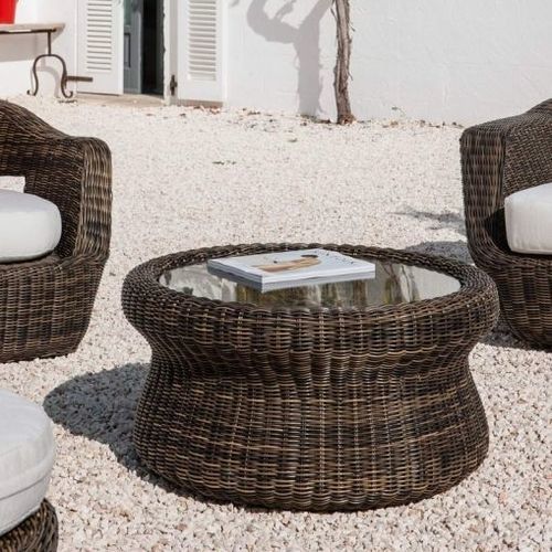 Table basse contemporaine - Agorà - Unopiù - en fibres synthétiques / avec piètement en aluminium / ronde
