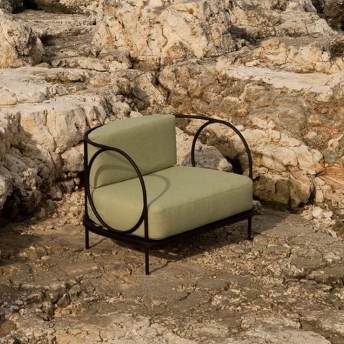 Fauteuil contemporain - Ariete  - Unopiù - en tissu / en fer forgé / en fer galvanisé