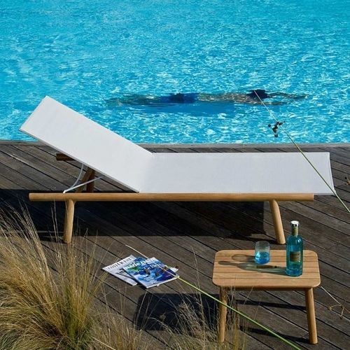 Bain de soleil contemporain - PEVERO - Unopiù - en Textilene® / en teck / professionnel