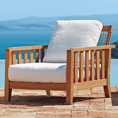Fauteuil contemporain - Synthesis  - Unopiù - en tissu / en teck / en fibres synthétiques