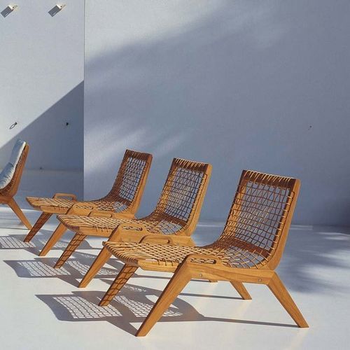 Chauffeuse contemporaine - Synthesis  - Unopiù - en tissu / en teck / fait main