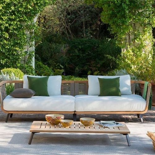 Table basse contemporaine - WELCOME - Unopiù - en teck / en aluminium / en corde