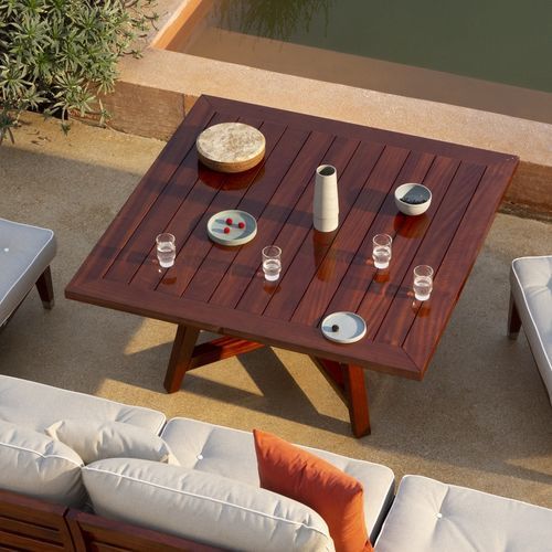Table contemporaine - C'EST LA VIE - Unopiù - en acajou / avec piètement en acajou / carrée