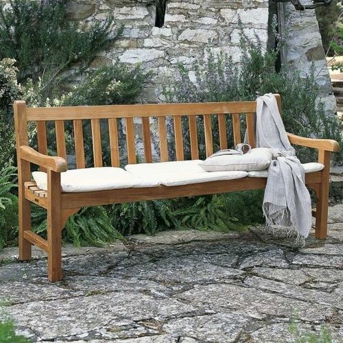 Banc traditionnel - Chelsea  - Unopiù - en teck / en tissu acrylique / avec dossier