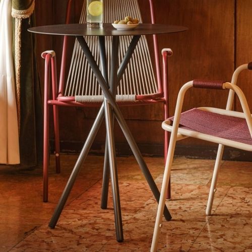 Table bistrot contemporaine - Coco  - Unopiù - en métal / avec piètement en métal / ronde