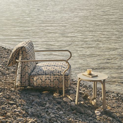 Fauteuil contemporain - SALÒ - Unopiù - en tissu / en aluminium / à coussins