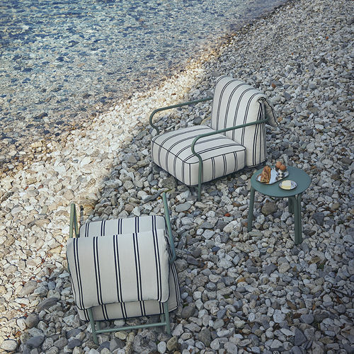 Table d'appoint contemporaine - SALÒ  - Unopiù - en aluminium / en grès cérame / avec piètement en aluminium