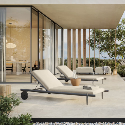 Bain de soleil contemporain - DAVOS - Unopiù - en tissu acrylique / en aluminium / de jardin
