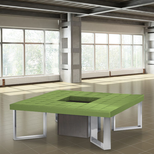 Banc contemporain - PANKA : PQC120 - GEKIPS - en acier à revêtement par poudre / en simili cuir / avec jardinière intégrée
