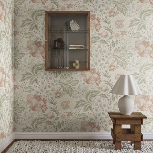 Papier peint contemporain - Ava Mural - SAND BERG - à motif floral / panoramique / rouge