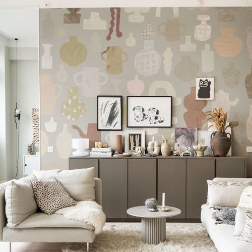 Papier peint contemporain - Emilia  - SAND BERG - motif pour enfant / panoramique / gris