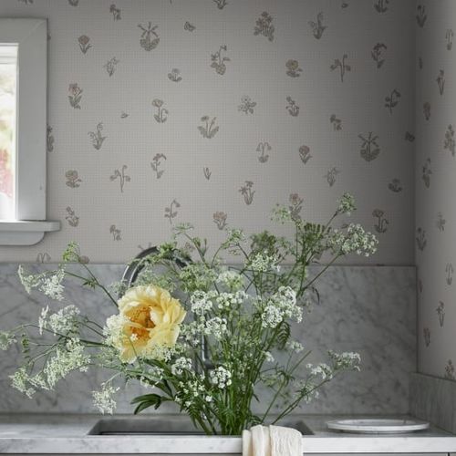 Papier peint classique - MAJA - SAND BERG - à motif floral / vert / beige