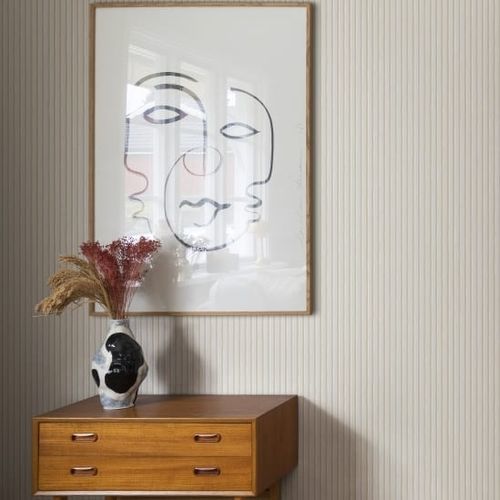 Papier peint contemporain - BRITA - SAND BERG - à rayures / bleu ciel / beige
