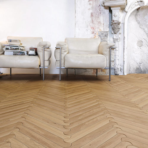 Parquet contrecollé - BISCUIT - Listone Giordano - en chêne / en bouleau / point de Hongrie