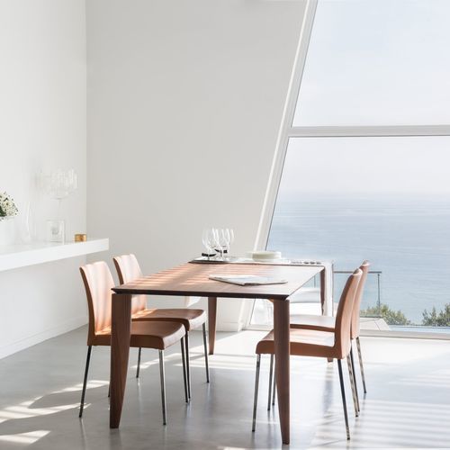 Chaise de salle à manger contemporaine - PERLA - JORI - d'intérieur / en tissu / en cuir