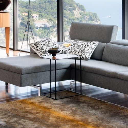 Table d'appoint contemporaine - ASCOT JR-t938 - JORI - en cuir / avec piètement en métal laqué / avec piètement en métal chromé