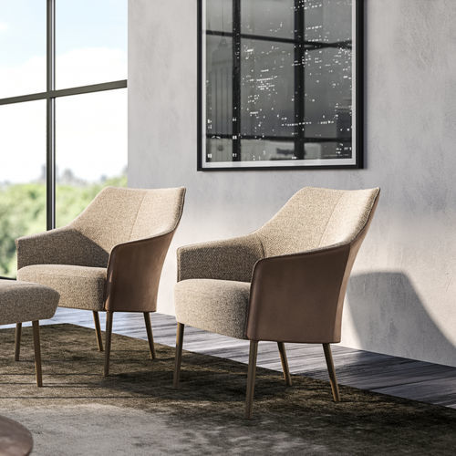 Fauteuil contemporain - FUGA - JORI - en tissu / en cuir / en hêtre