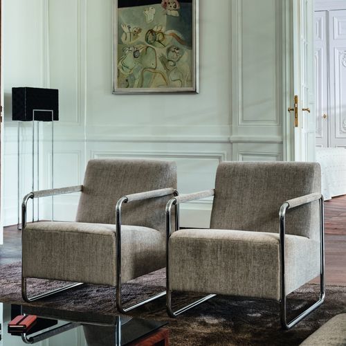 Fauteuil contemporain - BELLINO - JORI - en tissu / en cuir / en hêtre