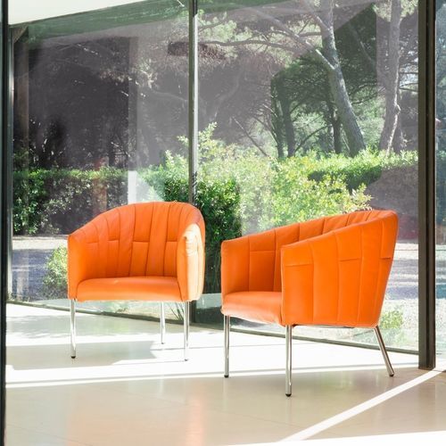 Fauteuil contemporain - RUMBA - JORI - en tissu / en cuir / en acier