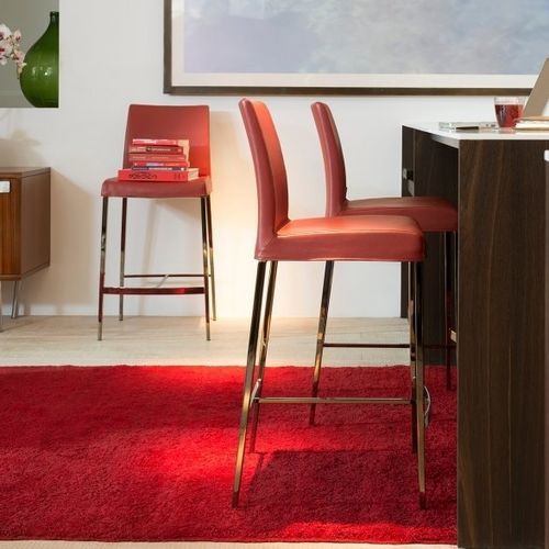 Chaise de bar contemporaine - PERLA  - JORI - d'intérieur / en tissu / en cuir