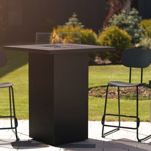 Table mange-debout contemporaine - Square Table High - Planika - en acier galvanisé / en verre trempé / avec piètement en acier