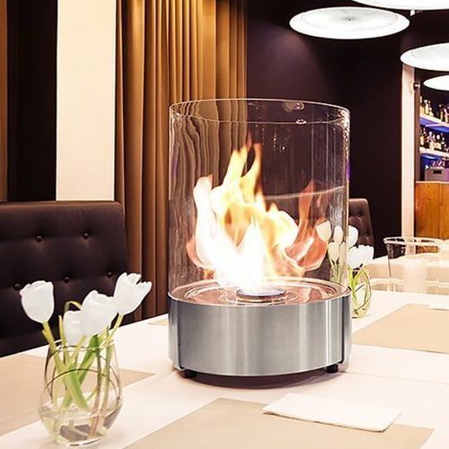 Brûleur au bioéthanol en verre - SIMPLE - Planika - en inox / rond / contemporain
