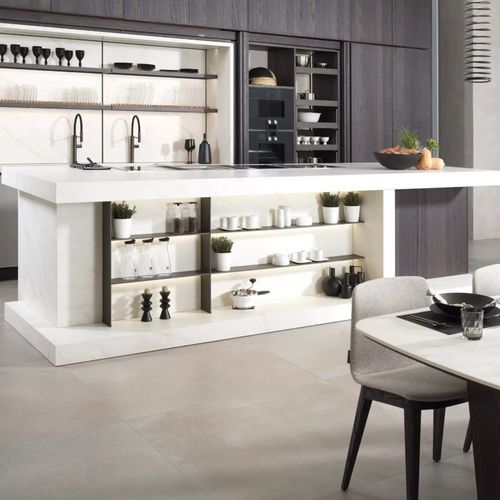 Cuisine contemporaine - E7.90FS &middot; E4.90F - GAMADECOR – PORCELANOSA Grupo - en chêne / avec îlot / dissimulée