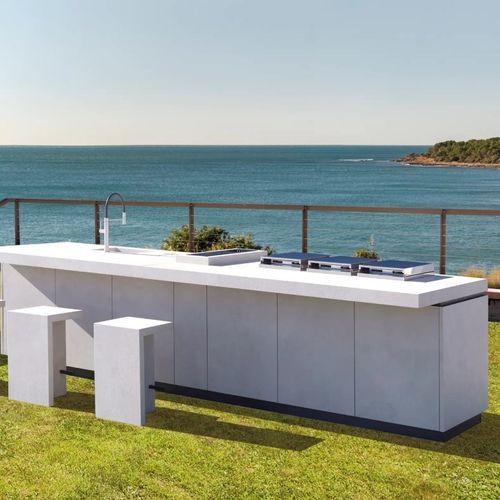 Cuisine d'extérieur - E9.30 - GAMADECOR – PORCELANOSA Grupo - contemporaine / en aluminium / avec îlot