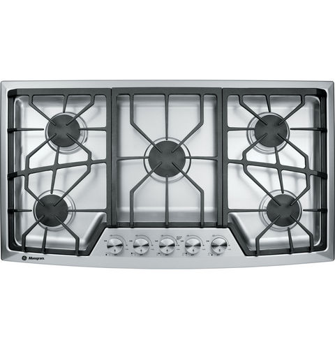 Table de cuisson à gaz - ZGU385LSMSS - Monogram - 5 foyers / encastrable / avec manettes
