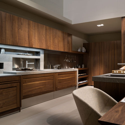 Cuisine contemporaine - CANALETTO - L'OTTOCENTO - en bois massif / en noyer / sans poignée