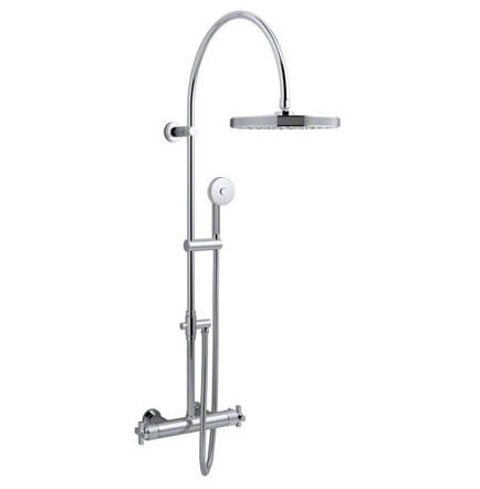 Set de douche mural - VIR STIL - P21490-CR - KALLISTA - contemporain / thermostatique / avec pommeau sur colonne fixe