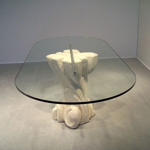 Table contemporaine - Nouveau - stonebreakers - en cristal / avec piètement en pierre / ovale