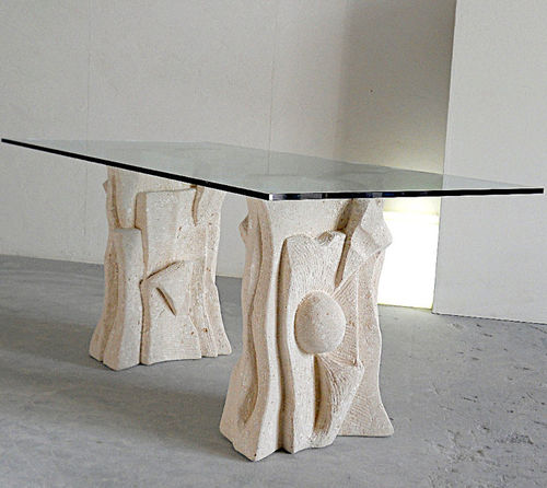 Table à manger contemporaine - Archivio - stonebreakers - en cristal / avec piètement en pierre / rectangulaire