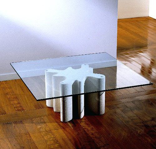 Table basse contemporaine - Splash - stonebreakers - en verre / avec piètement en pierre / carrée