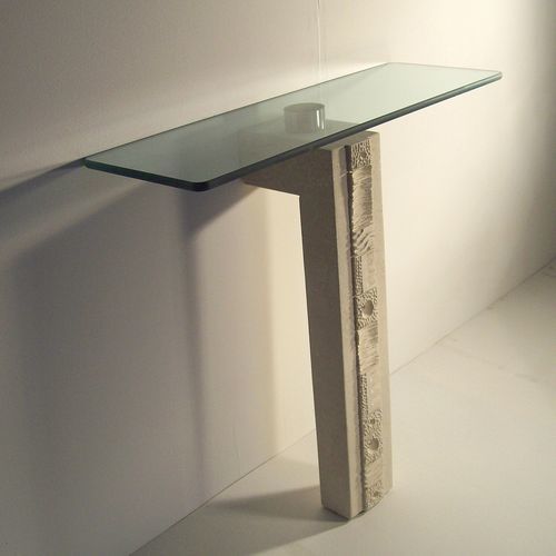 Console contemporaine - Etnica - stonebreakers - en verre / avec piètement en pierre / rectangulaire