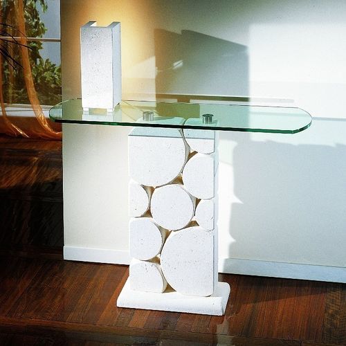 Console contemporaine - Sfera - stonebreakers - en verre / avec piètement en pierre / rectangulaire