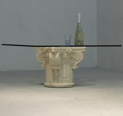 Table basse contemporaine - San Giorgio  - stonebreakers - en verre / avec piètement en pierre / carrée